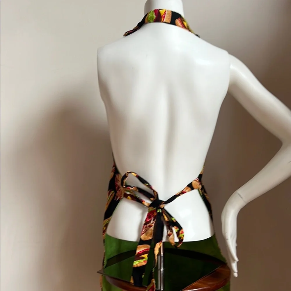Gourmet Burger Black Apron with halter strap and waist ties